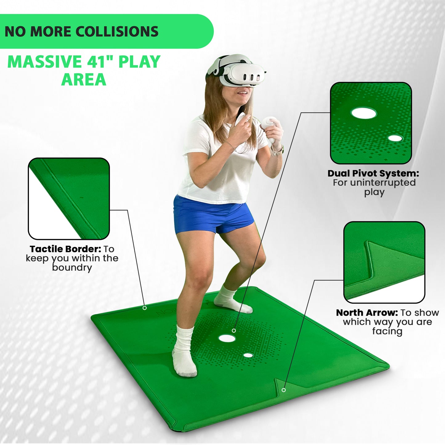 Asterion Rollable 41" VR Mat | Anti-Fatigue | Green Creators Edition | Upgraded 2024!!! - Thicker, Softer, Lighter