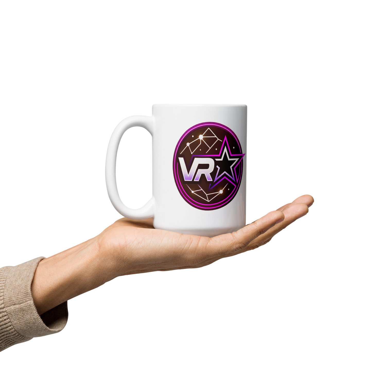 White glossy VR STARZ RED mug