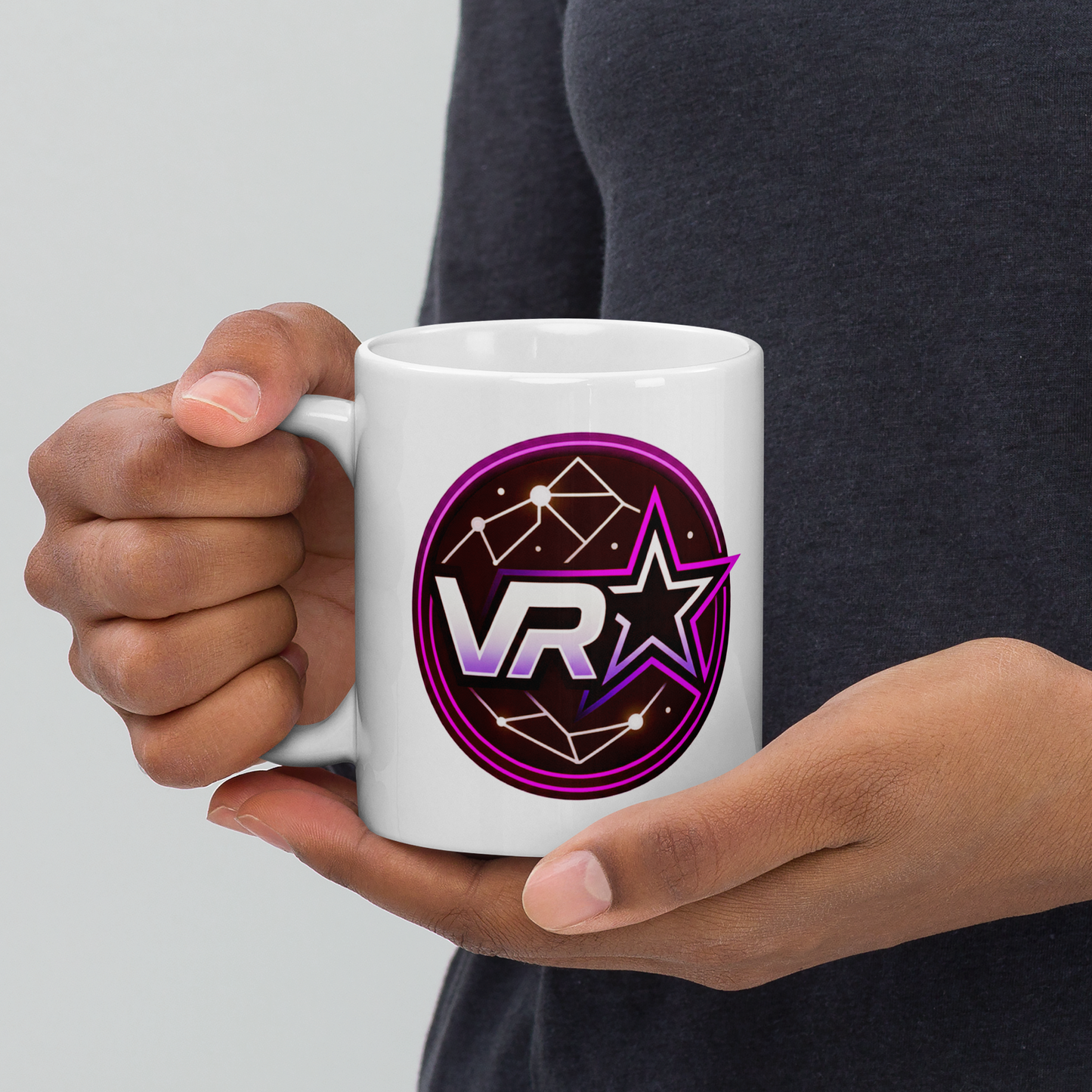 White glossy VR STARZ RED mug