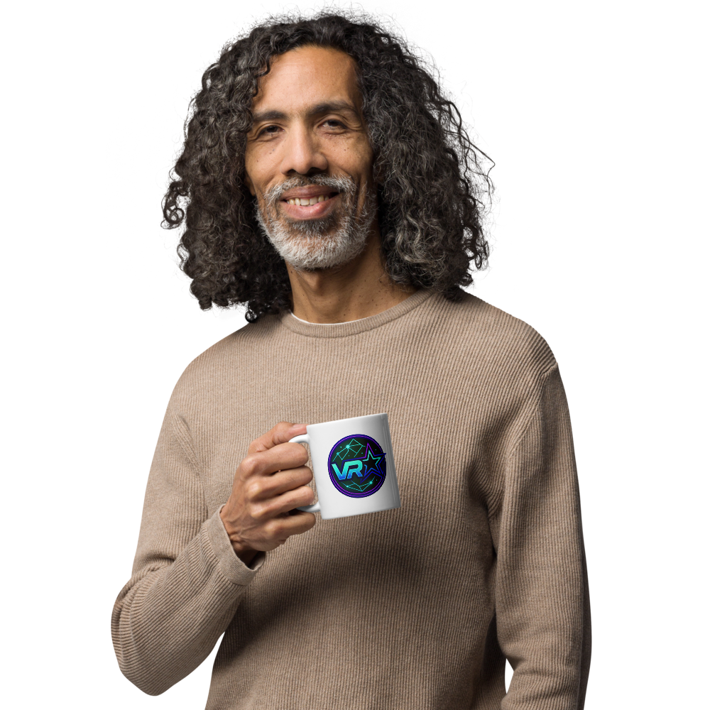 White glossy VR STARZ BLUE mug
