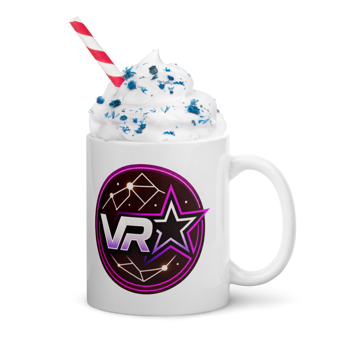 White glossy VR STARZ RED mug
