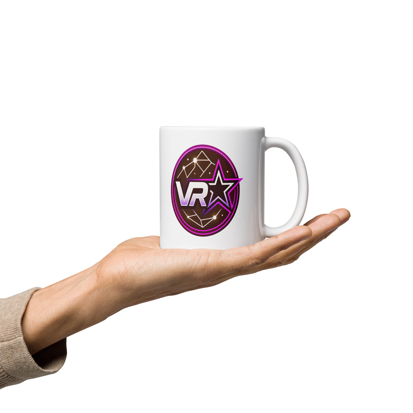 White glossy VR STARZ RED mug
