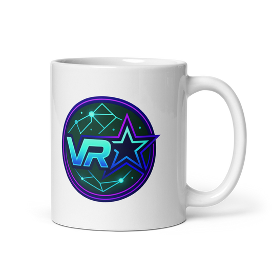 White Glossy Mug - VR Starz Purple Crest