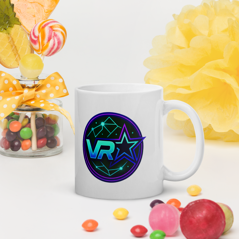 White glossy VR STARZ BLUE mug